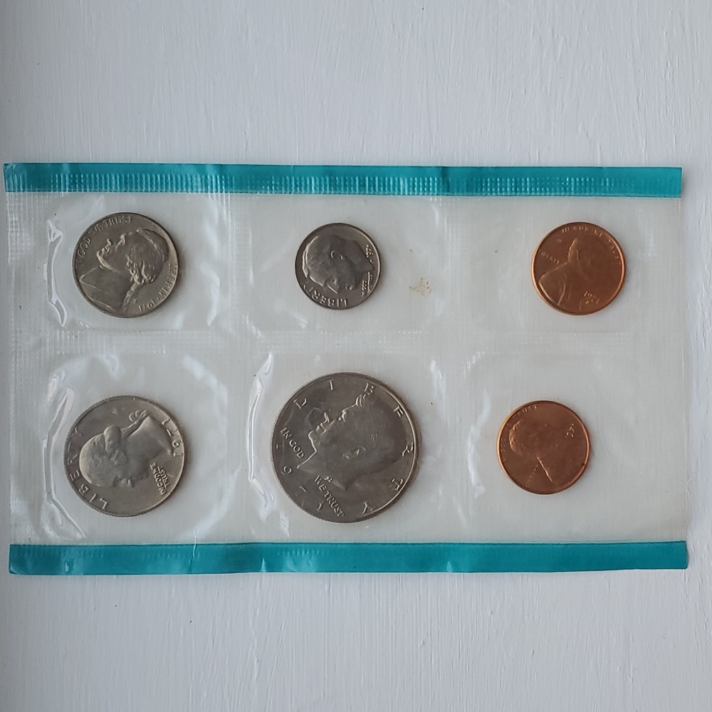 1971 Nickel Penny Quarter Dime Collectible Coin set